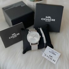 NEW AUTHENTIC COACH GRAND SILVER MESH WOMEN'S BRACELET  W /GIFT SET 14000076 NIB picture