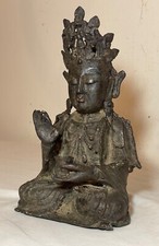 antique 1600's Ming dynasty Chinese Bodhisattva Guanyin bronze statue sculpture picture