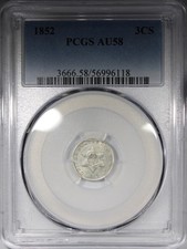 1852 Three Cent Silver PCGS AU58 Circulated Coin picture