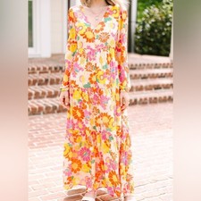 Women’s SUGARLIPS See You Then floral long sleeve maxi dress- Size small picture