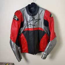 Alpinestars red silver black leather motorcycle jacket USA 46 EUR 56 picture