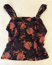Torrid Women’s Paisley Black/Multicolor Smocked Back Camisole Top Size 1 picture