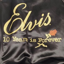 VTG Men's Black & Gold Elvis 10 Years is Forever Embroidered Bomber Jacket L NWT picture