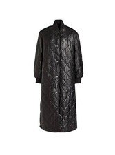 MUUBAA  NWT Black Leather Insulate Bobo Quilted Classic Designer Coat Size US 12 picture