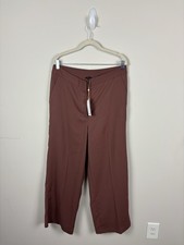 Nwt Quince Stretch Crepe Classic Trouser Pants Size 14 Brown Comfort Waist Crop picture