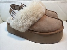 UGG Funkette Platform Slippers Womens Chestnut Suede Sheepskin Strap Woman’s 8 picture