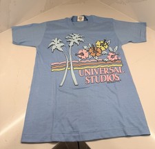 Vtg 1987 Universal Studios Puff Print Shirt Neon Palm Trees Single Stitch S picture