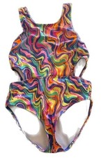Girls One Piece Swimsuit with cutouts bmagical by brween  Psychedelic Swirl Butt picture