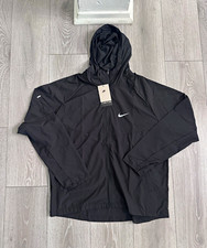 Nike Men's Black Hooded Full-Zip Windbreaker Jacket Size M Running picture