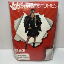 Kids Fallen Angel Costume Girls Dark Angel Dress Black Wings Halloween Sz Large picture