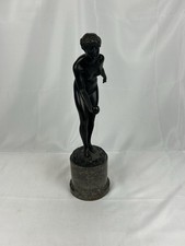 BRONZE STATUE WOMAN ON MARBLE STAND SIGNED FRANZ IFFLAND 18