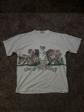 Vintage Animal T-Shirt Single Stitch Large Zoo Nature Wildlife Art picture
