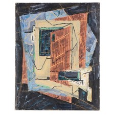 Vintage Charles Ragland Bunnell Abstract Oil Painting on Board, 1951 -signed- picture