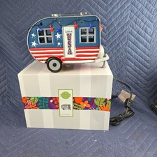 EUC Scentsy Land of Liberty Camper Trailer Freedom Wax Warmer Red White Blue picture