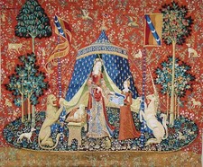 DESIRE The Lady & Unicorn Medieval Tapestry 27x33 Wall Hanging Jacquard Weave picture