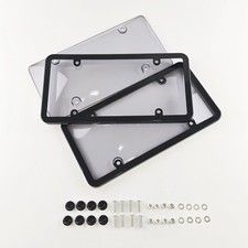 2X Unbreakable License Plate Covers+Frames Auto Tag Shield Protector Front Rear picture
