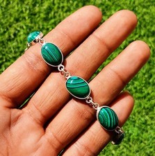 Buy Malachite Gemstone Bracelet 925 Sterling Silver Plated Jewelry 8