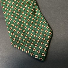 Vintage Polo Ralph Lauren Silk Tie Green Paisley Geometric Fall Preppy USA picture