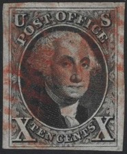USA 19th century classic Scott #2 used 4 full margins BOLD COLOR picture