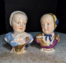 Antique German Meissen Porcelain Bourbon Girls Bust, Couple, 6