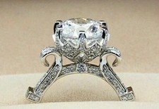 Women's Solitaire Ring 14K White Gold Plated 3Ct Round Cut Lab Created Diamond picture