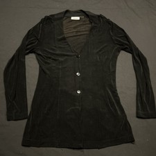 Shego's Cardigan Womens XL Black  V-Neck Long Sleeve Slinky Material A42 picture