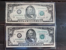 Lot of 2 1981 A $50 dollar bills (L) San Francisco almost uncirculated  ￼ picture