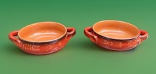 Set Of 2 DE SILVA Red Glazed Terracotta Pottery Oven Handled Soup Bowls Italy picture