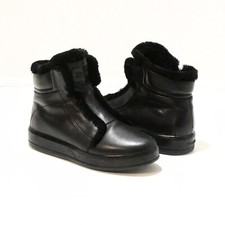 Prada Sport Boots 3T6245 Womens 39 Black Leather Shearling Lined Sneaker Bootie picture