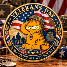 Rare Garfield on Veterans Gift For Fans Commemorative Coin GN186 picture