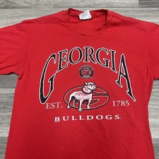 Vintage 90s Lee Georgia Bulldogs T Shirt Large Red Throwback Mascot Caricature picture