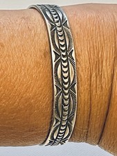VTG  L.A. Willis Navajo Sterling Silver Cuff Bracelet Hand Stamped 20g 6.5