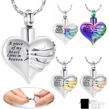 Heart Cremation Urn Necklace for Ashes Urn Pendant for Human / Pet Memorial Gift picture