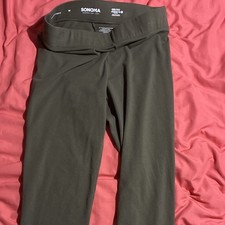 Sonoma Women's Olive Pull-On Stretch Cropped Length Leggings Straight Leg Size M picture