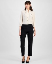 Anne Klein Liberty Stretch Straight-Leg Ankle Pants Womens XL Anne Black Pull On picture