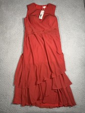 AW.BRIDAL Dress Womens Free Size Red Chiffon Ruched Layered Maxi Formal Wedding picture