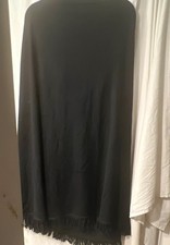 Dialogue  Black Knit Fringe Maxi Skirt Merino Wool Acrylic Elastic Waist  2X picture