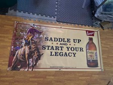 Coors Banquet Rodeo Banner 48x24 Saddle Up Cowboy Beer Bar Sign Western Garage picture