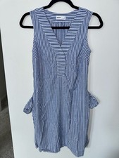 Sonoma Goods For Life Blue and White Striped V-Neck Sleeveless Dress Size S picture
