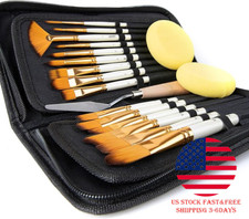 ARTIFY 15 Pieces Paint Brush Set Include Pop-Up Carrying Case with Palette Knife picture