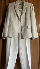 NEW with TAG Tahari ASL 3 Piece Pant Suit Size 6P White with thin Black Stripes  picture