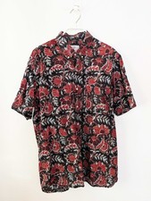 Anokhi Kardo Shirt Men M Floral Short Sleeve 100% Cotton Hand Block picture