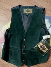 NWT G-III mens Vtg Suede Leather Vest Cowboy Western Rodeo size large bike green picture