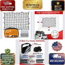 Pickup Truck Cargo Net 4x6 ft Stretchable Bungee Net with Hooks Cenipar picture
