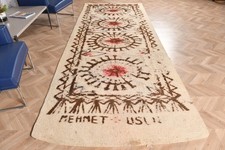 Turkish Runner Rug 4,8x12,9 ft (146x392 cm), Vintage Brown Oriental Rug picture