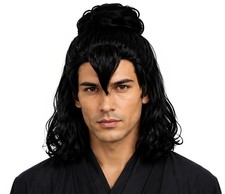 Mens Black Gene Simmons Kiss Wig Curl Halloween JR004 picture
