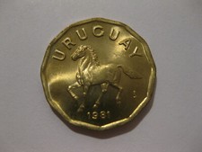 Uruguay 1981 10 centesimos HORSE coin  nice Uncirculated coin animal ebayship picture