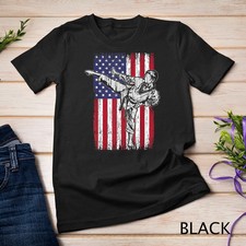 Vintage Taekwondo Flag Graphic Unisex T-Shirt Casual Tee S-5XL picture