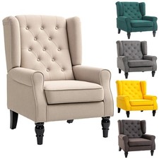 HOMCOM Modern Accent Chair, High Wingback Armchair with Retro Wood Legs picture