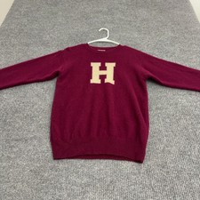 Harvard The Coop Sweater Mens L Maroon Lambswool Crewneck Letterman Preppy Ivy picture